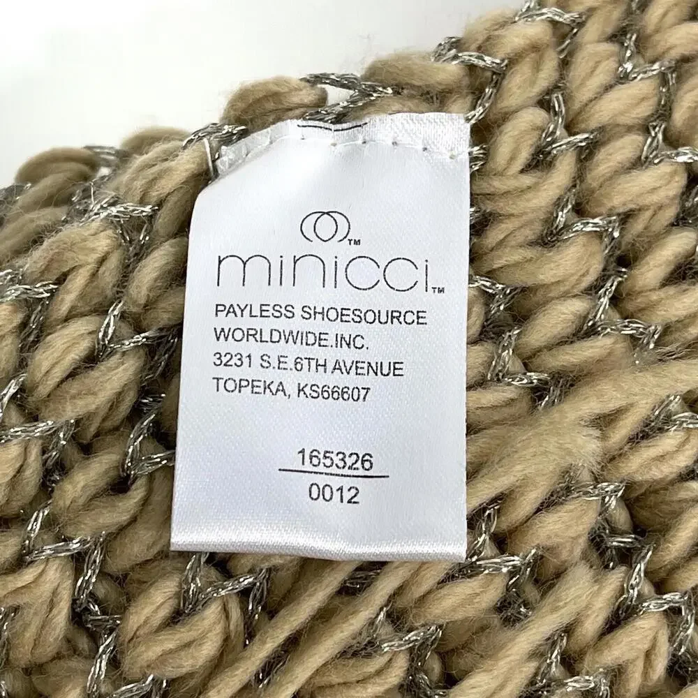 Minicci Women’s Brown Silver Metallic Acrylic Blend Knit Tassel Multi Wear Scarf